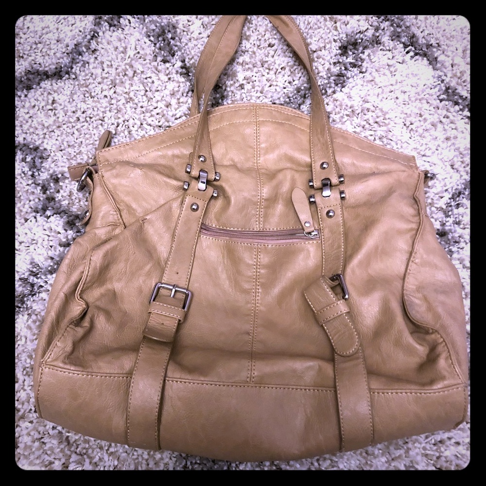 Tan oversized shoulder bag